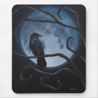 Raven Moon Crow Mouse Pad