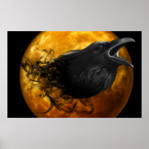 Raven moon fantasy poster