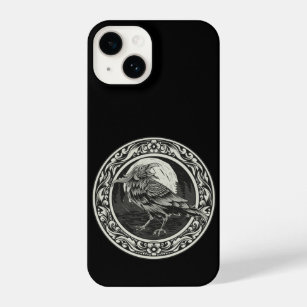 Raven Moon Graphic Art Medallion Logo iPhone 14 Case