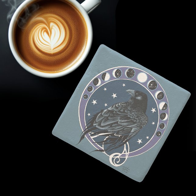 Raven Moon Moon Phases Stone Coaster (Creator Uploaded)