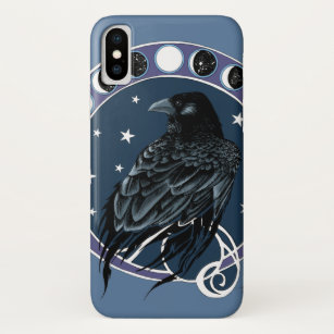 Raven Moon Phases Stars Blue Case-Mate iPhone Case