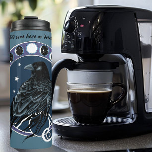 Raven Moon Phases Stars Blue Thermal Tumbler