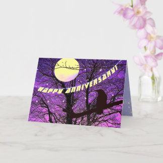 Raven, Moon, Sun, Stars,  Anniversary Card