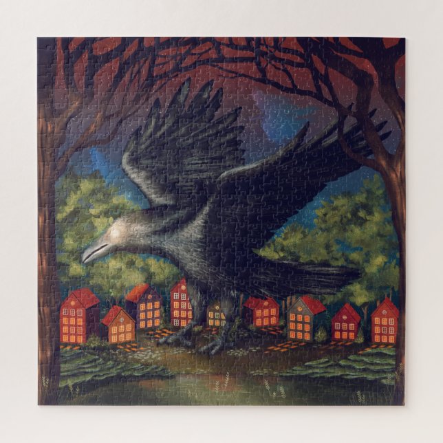 Raven Moonlight Witches Halloween Night Jigsaw Puzzle (Vertical)