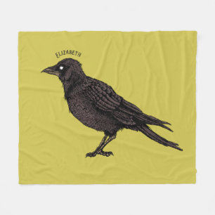 Raven Name Creepy Crow Bright Gothic Ink Art Fleece Blanket