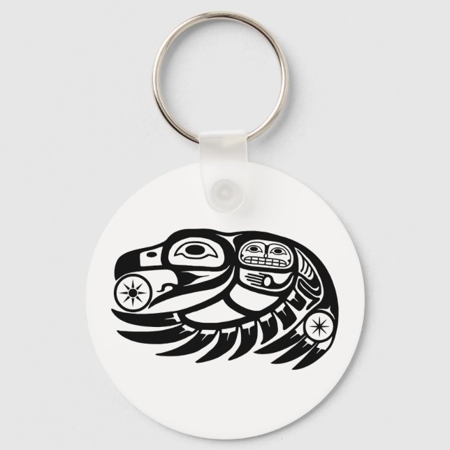 Raven Native American Design Key Ring (Front)