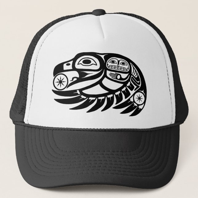 Raven Native American Design Trucker Hat (Front)