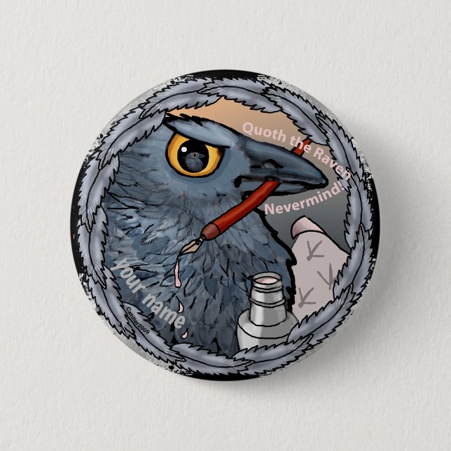 Raven Never mind  6 Cm Round Badge (Front)