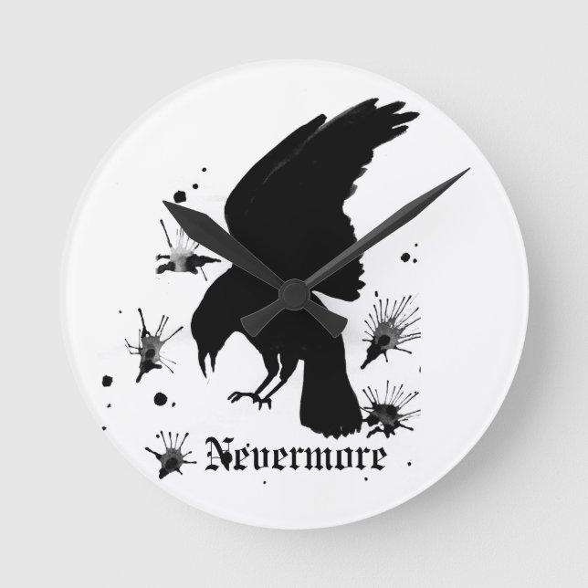 Raven Nevermore Round Clock (Front)