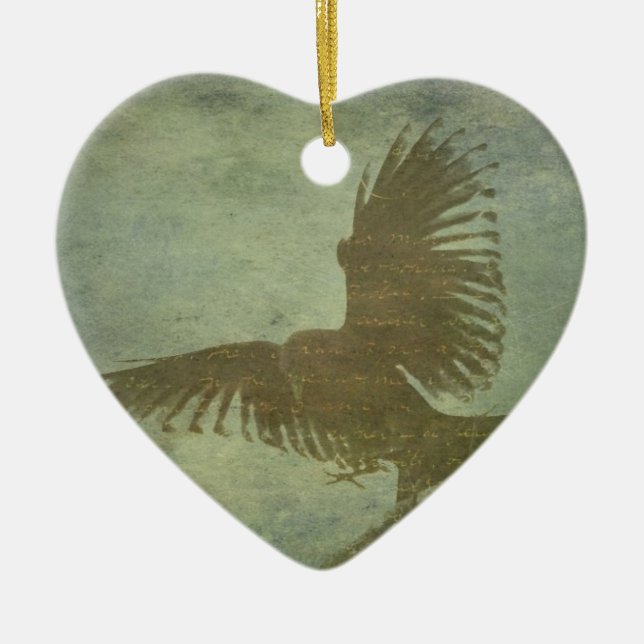 Raven of Poe's Poetry Ceramic Tree Decoration (Front)