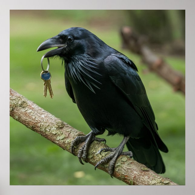 Raven on a Branch with Key Poster (Front)
