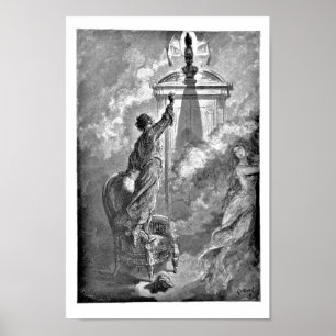 Raven on Bust Edgar Allan Poe Dore Illustration Poster