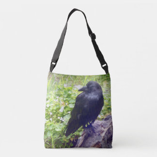 Raven on Driftwood Crossbody Bag