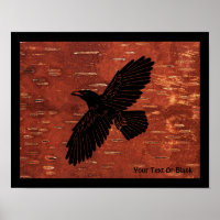 Raven On Inner Birch Bark