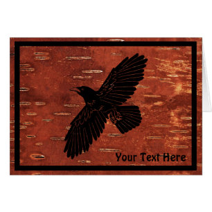 Raven On On Inner Birch Bark
