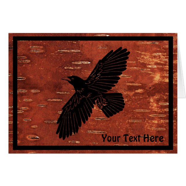 Raven On On Inner Birch Bark (Front Horizontal)