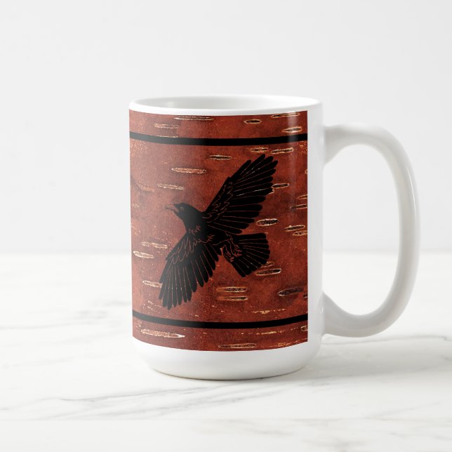 Raven On On Inner Birch Bark Coffee Mug (Right)