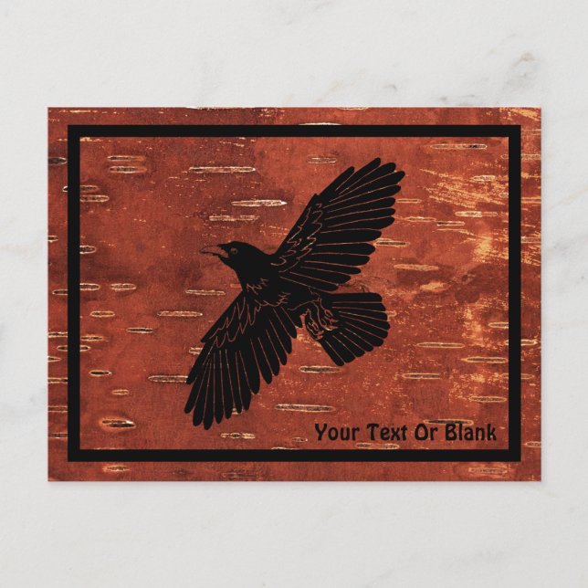 Raven On On Inner Birch Bark Postcard (Front)