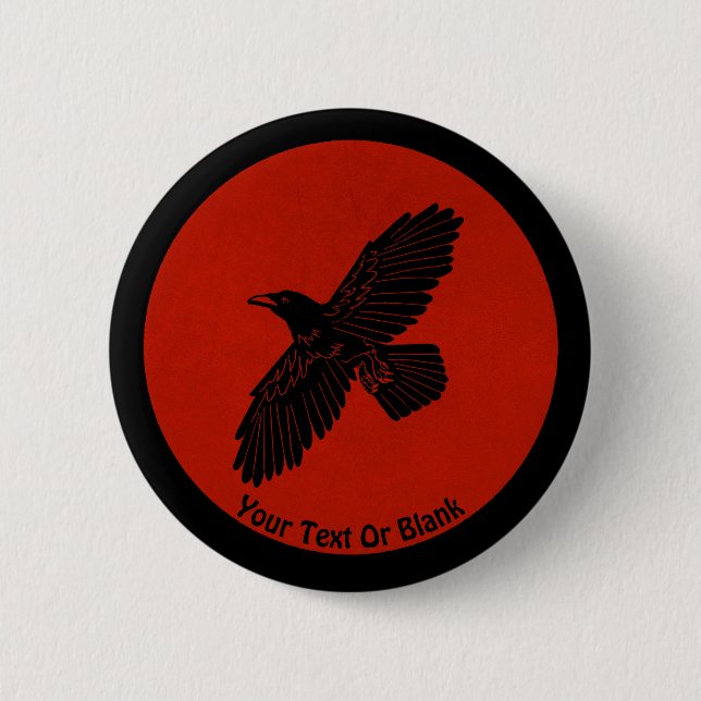 Raven On Red 6 Cm Round Badge (Front)