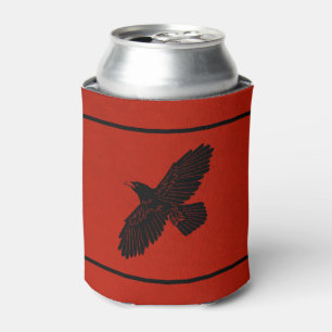 Raven On Red Can Cooler