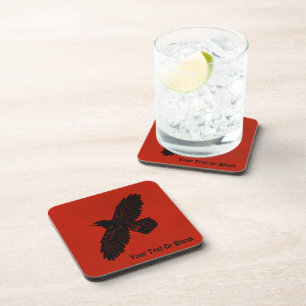 Raven On Red Coaster