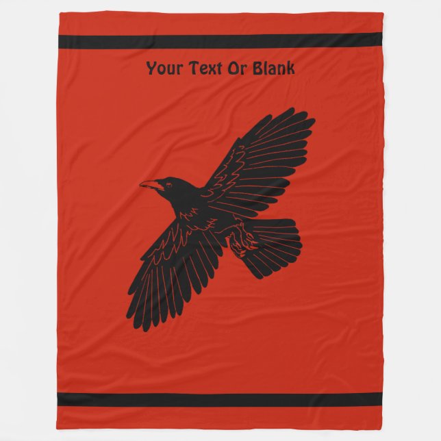 Raven On Red Fleece Blanket (Front)