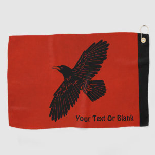 Raven On Red Golf Towel