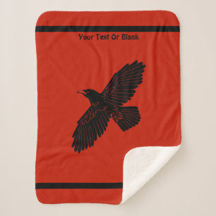 Raven On Red Sherpa Blanket