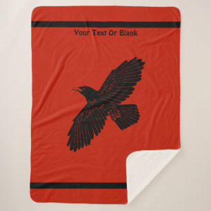 Raven On Red Sherpa Blanket