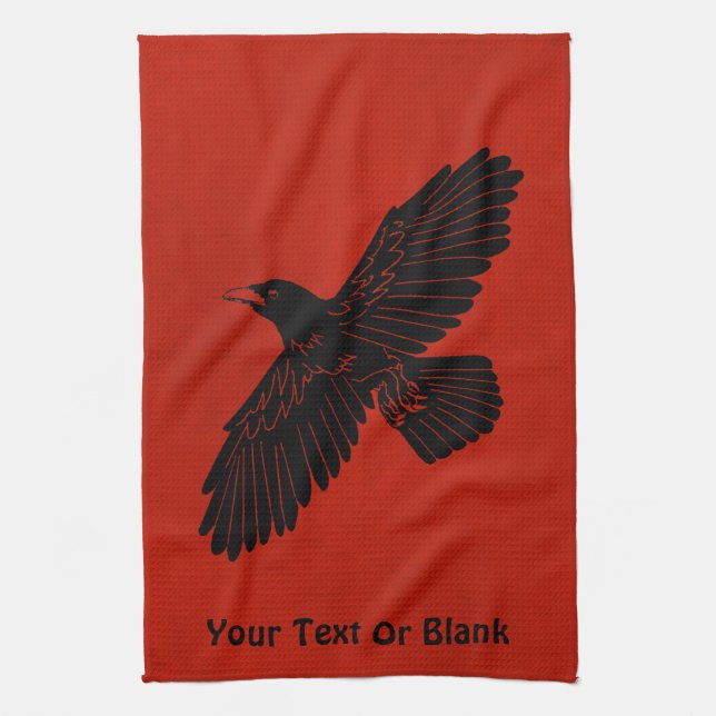 Raven On Red Tea Towel (Vertical)