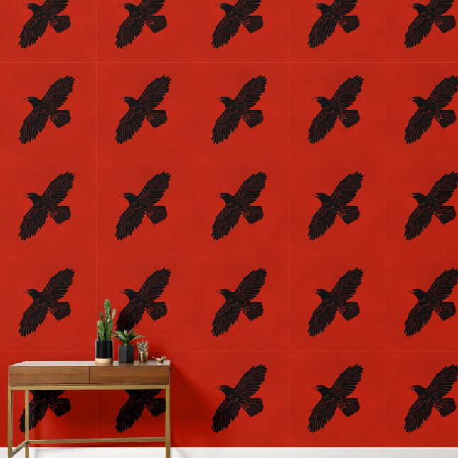 Raven On Red Wallpaper (Hallway)