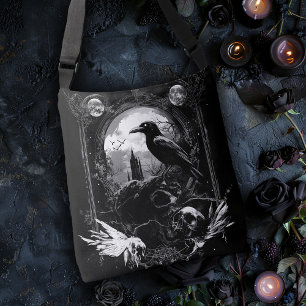 Raven on Skulls Crossbody Bag