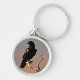 Raven on Sunlit Tree Branches, Grand Canyon Key Ring