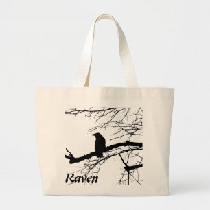 Raven on the Tree Large Tote Bag