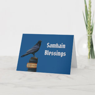 Raven or Crow and Books Samhain Card