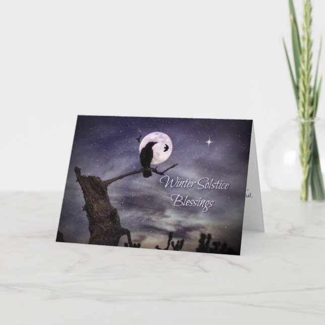 Raven or Crow Moon Winter Solstice Blessings Card (Front)