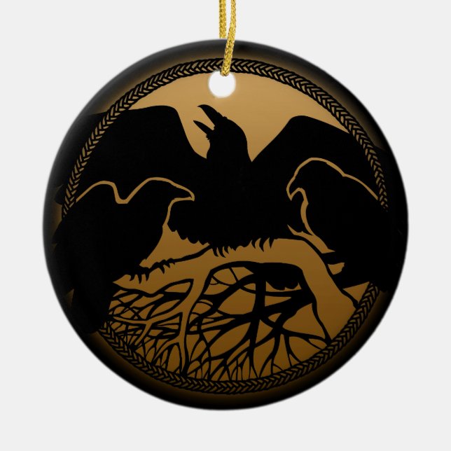 Raven Ornament Personalised Raven Decoration Gift (Front)