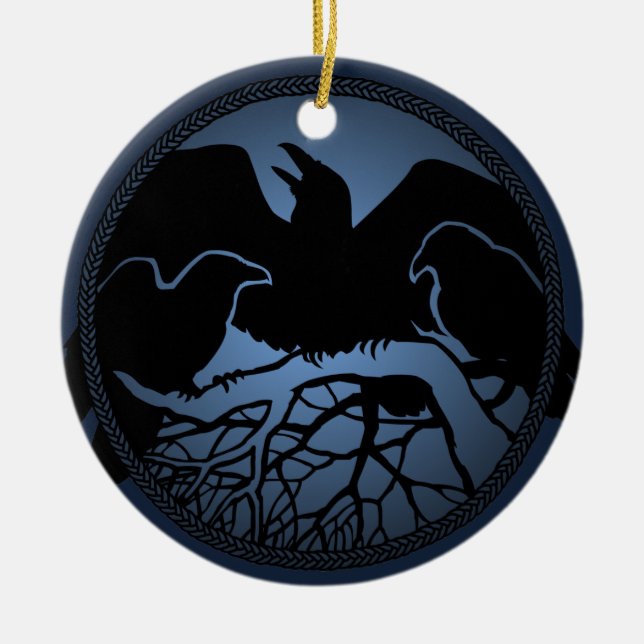 Raven Ornament Personalised Raven Decoration Gift (Front)