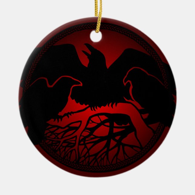 Raven Ornament Personalised Raven Decoration Gift (Front)