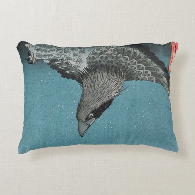 Raven Over a Winter Landscape Decorative Cushion (Front)