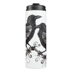 Raven Pair on a Vine Thermal Tumbler