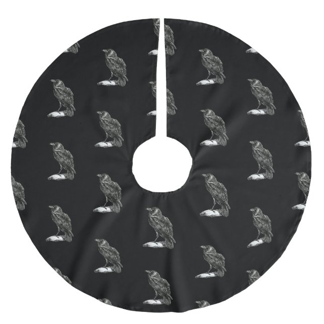 Raven Pattern Brushed Polyester Tree Skirt (Front)