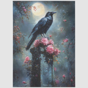 Raven Perched on a Tombstone Tissue Paper