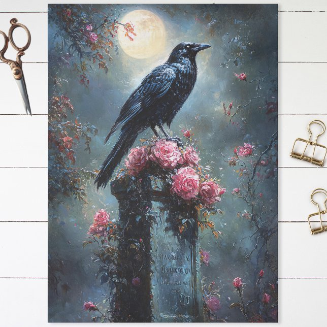 Raven Perched on a Tombstone Tissue Paper (Creator Uploaded)