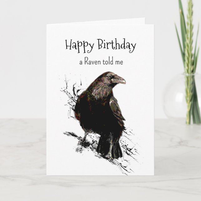 Raven Personality Birthday Fun Bird Art Card (Front)