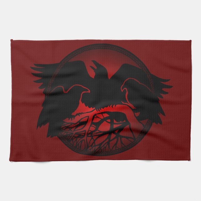 Raven Plate First Nations Raven Art Serving Plates Tea Towel (Horizontal)