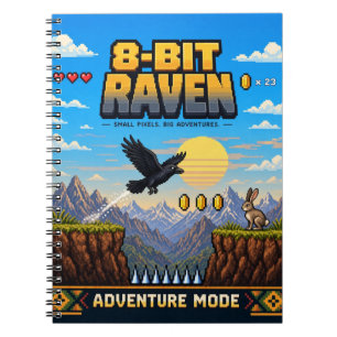Raven, Retro 8-Bit Pixel Art Notebook