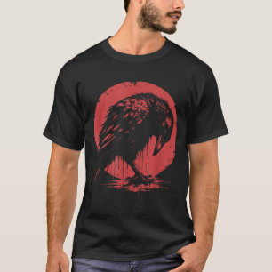 Raven Rose Moon Scary Black Gothic Spooky Crow T-Shirt