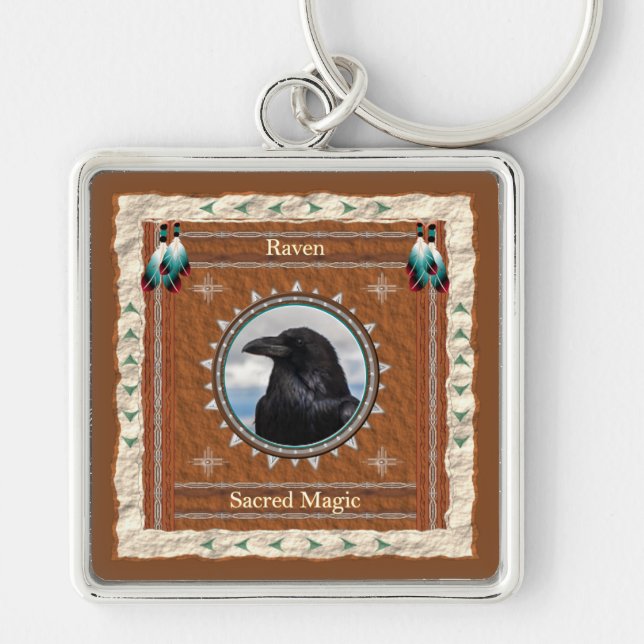 Raven  Sacred Magic Energy Key Ring (Front)