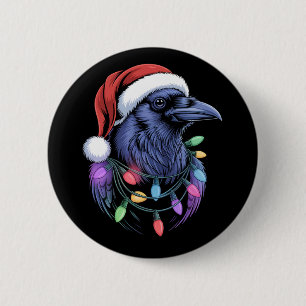 Raven Santa Christmas Tree Lighting Xmas Funny 6 Cm Round Badge